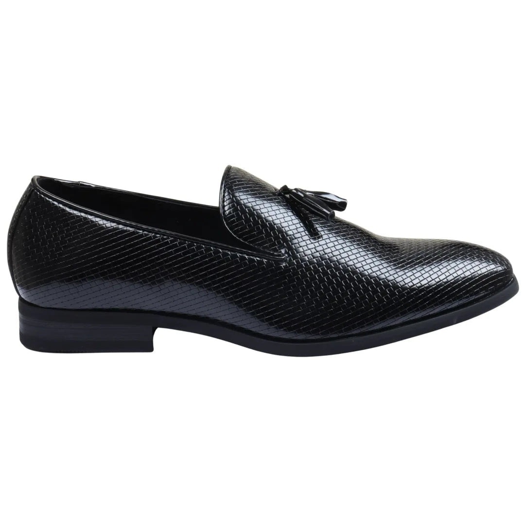 Men's Tassel Loafers | Patterned Leather Lined Slip-On Shoes.