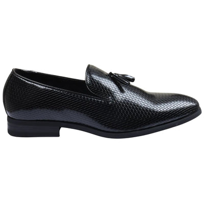 Men's Tassel Loafers | Patterned Leather Lined Slip-On Shoes.