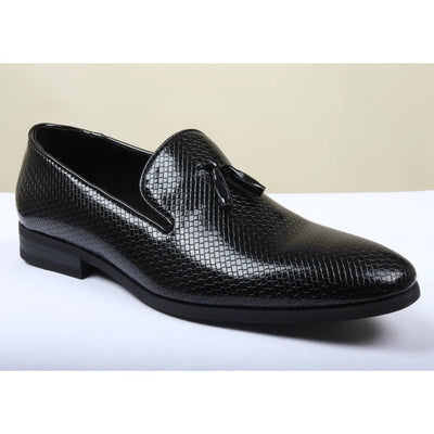 Men's Tassel Loafers | Patterned Leather Lined Slip-On Shoes.