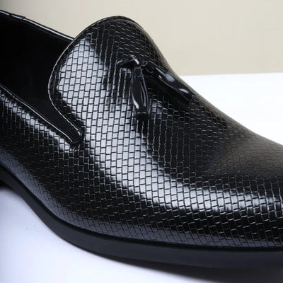 Men's Tassel Loafers | Patterned Leather Lined Slip-On Shoes.