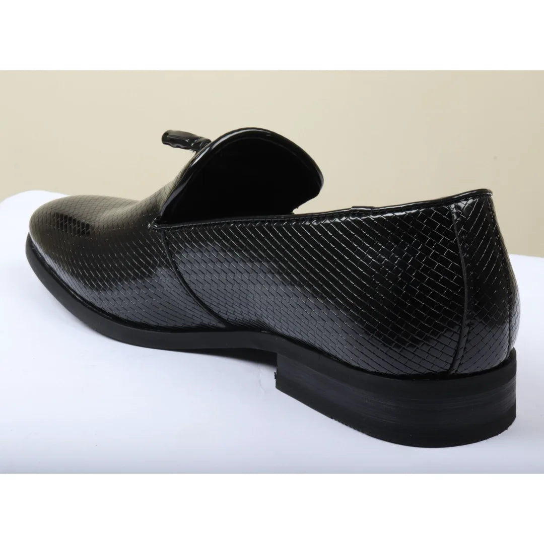 Men's Tassel Loafers | Patterned Leather Lined Slip-On Shoes.