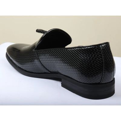 Men's Tassel Loafers | Patterned Leather Lined Slip-On Shoes.
