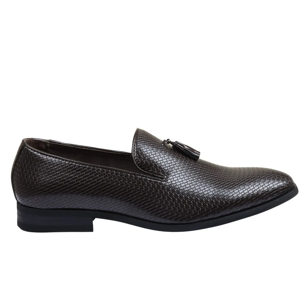 Men's Tassel Loafers | Patterned Leather Lined Slip-On Shoes.
