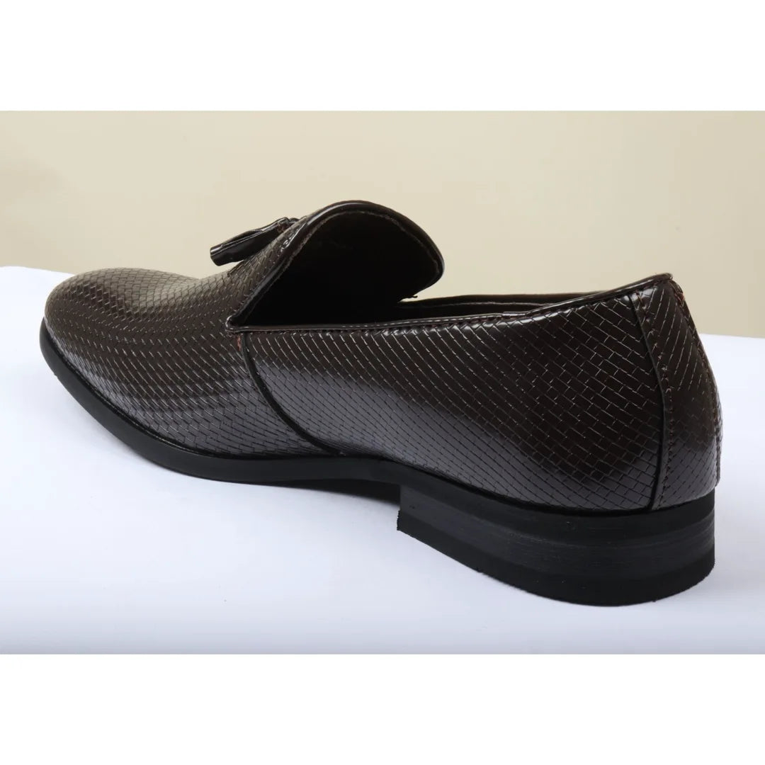 Men's Tassel Loafers | Patterned Leather Lined Slip-On Shoes.
