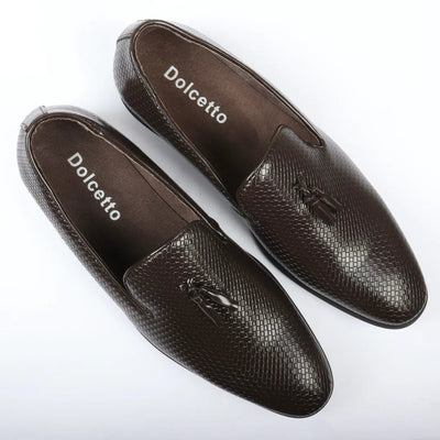 Men's Tassel Loafers | Patterned Leather Lined Slip-On Shoes.