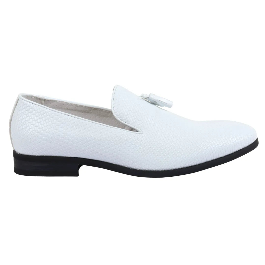 Men's Tassel Loafers | Patterned Leather Lined Slip-On Shoes.