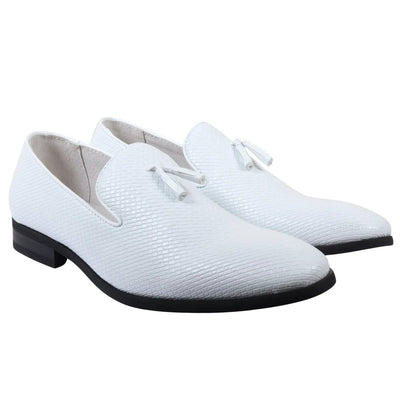 Men's Tassel Loafers | Patterned Leather Lined Slip-On Shoes.