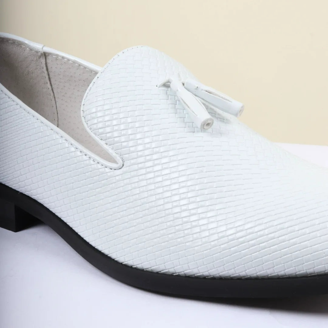 Men's Tassel Loafers | Patterned Leather Lined Slip-On Shoes.