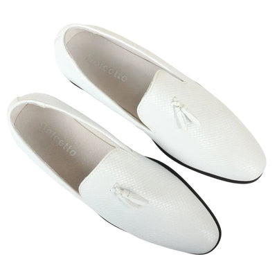 Men's Tassel Loafers | Patterned Leather Lined Slip-On Shoes.