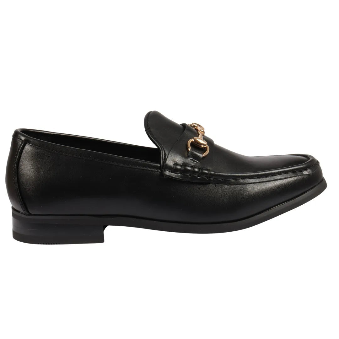 Men's Gold Buckle Loafers | Leather Lined Slip-On Shoes.