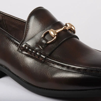 Men's Gold Buckle Loafers | Leather Lined Slip-On Shoes.