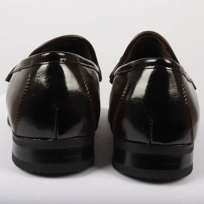 Men's Gold Buckle Loafers | Leather Lined Slip-On Shoes.