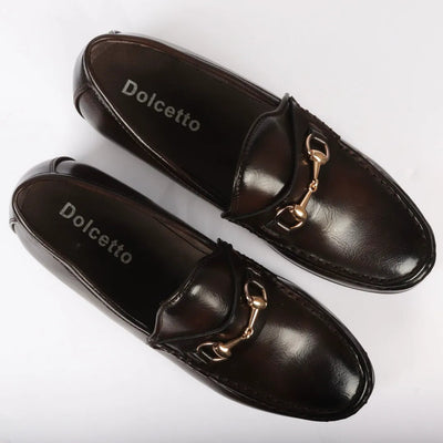 Men's Gold Buckle Loafers | Leather Lined Slip-On Shoes.