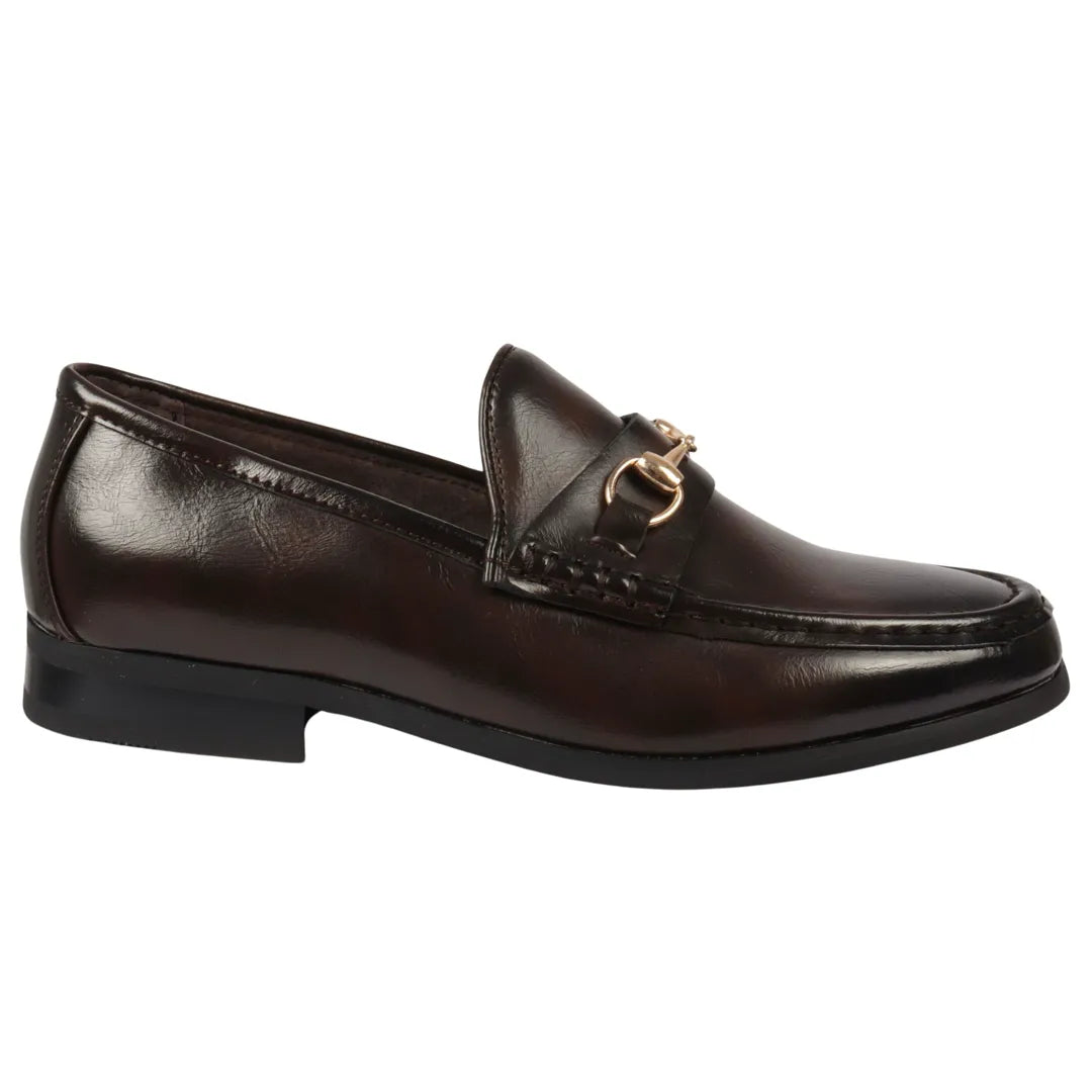 Men's Gold Buckle Loafers | Leather Lined Slip-On Shoes.