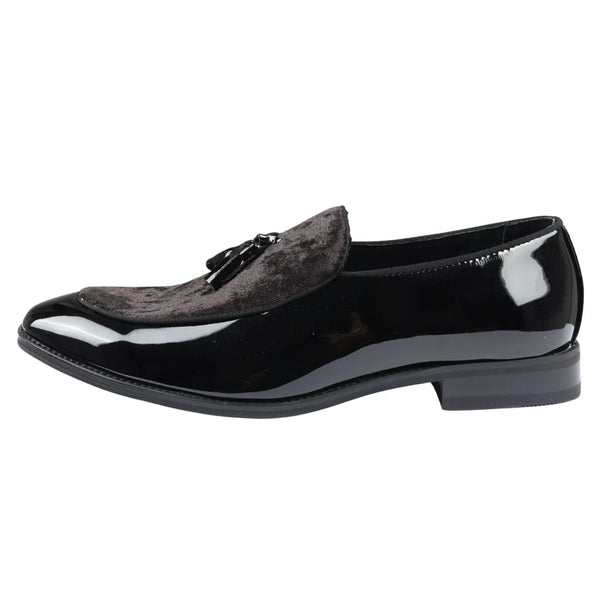 Men's Patent Loafers with Velvet Tassels | Slip-On Formal Shoes.