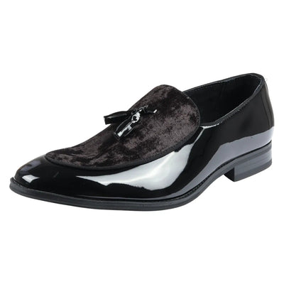 Men's Patent Loafers with Velvet Tassels | Slip-On Formal Shoes.