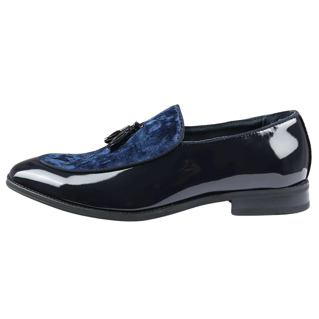 Men's Patent Loafers with Velvet Tassels | Slip-On Formal Shoes.