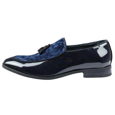 Men's Patent Loafers with Velvet Tassels | Slip-On Formal Shoes.