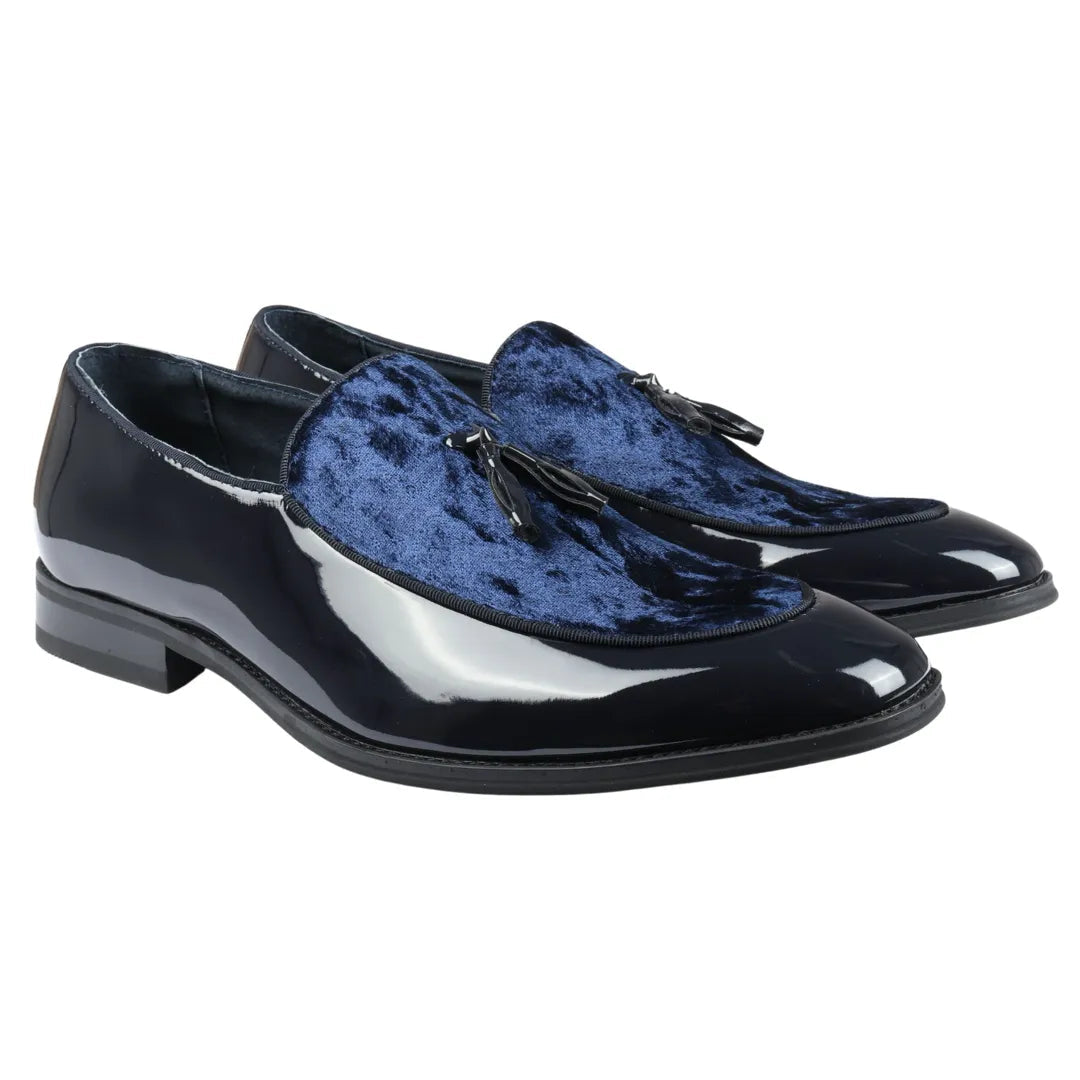 Men's Patent Loafers with Velvet Tassels | Slip-On Formal Shoes.