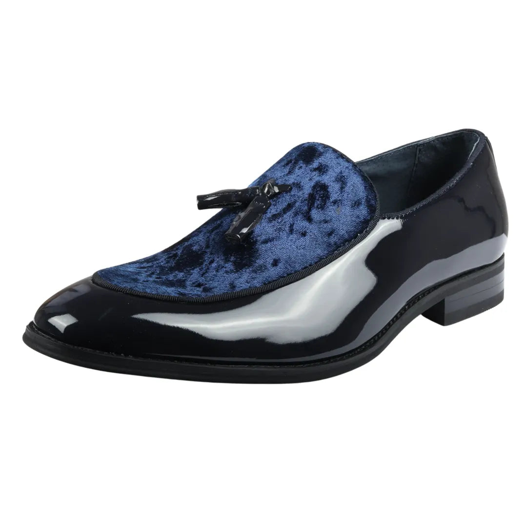 Men's Patent Loafers with Velvet Tassels | Slip-On Formal Shoes.