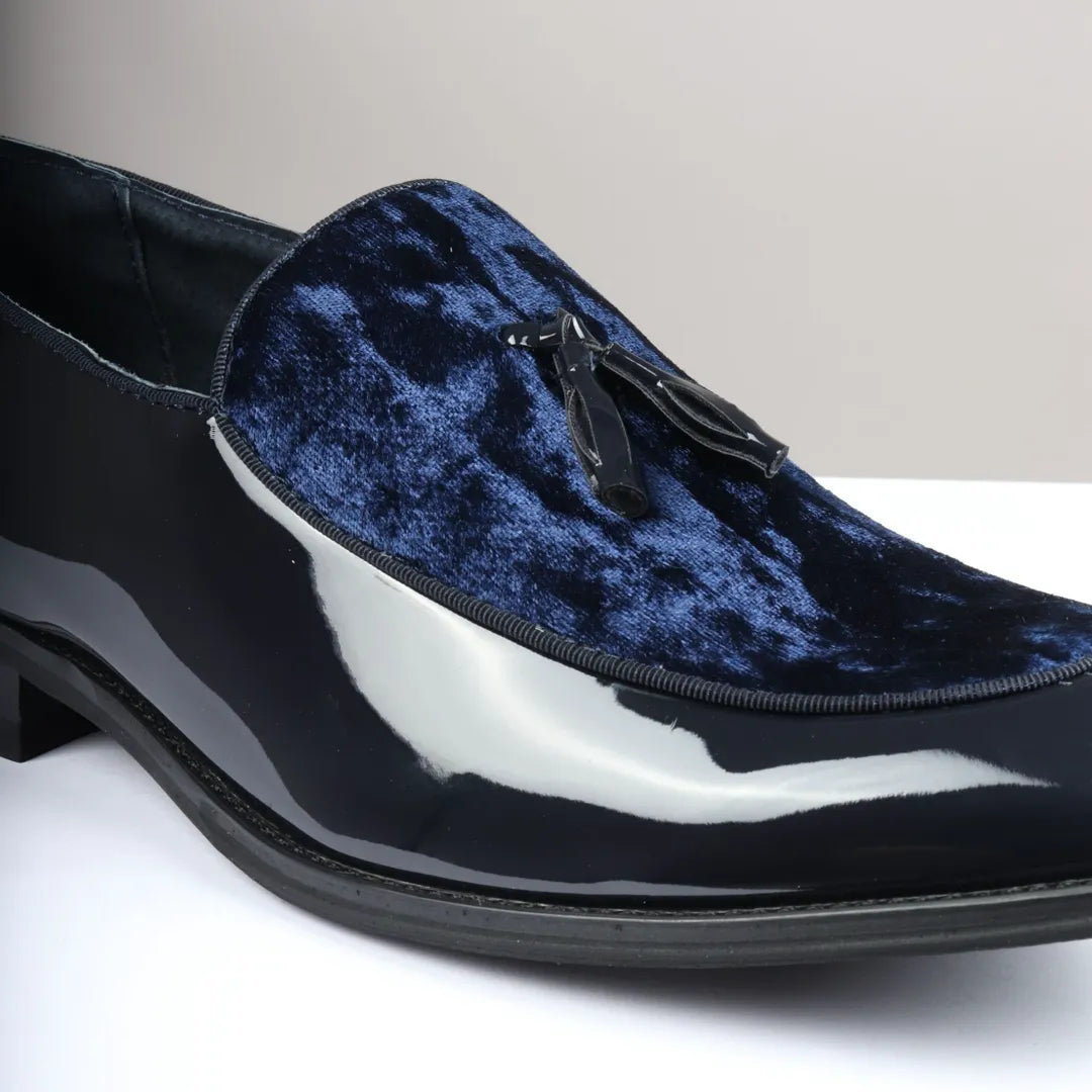 Men's Patent Loafers with Velvet Tassels | Slip-On Formal Shoes.