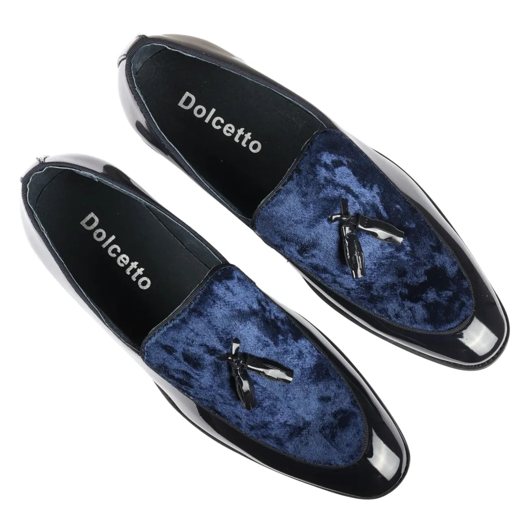 Men's Patent Loafers with Velvet Tassels | Slip-On Formal Shoes.