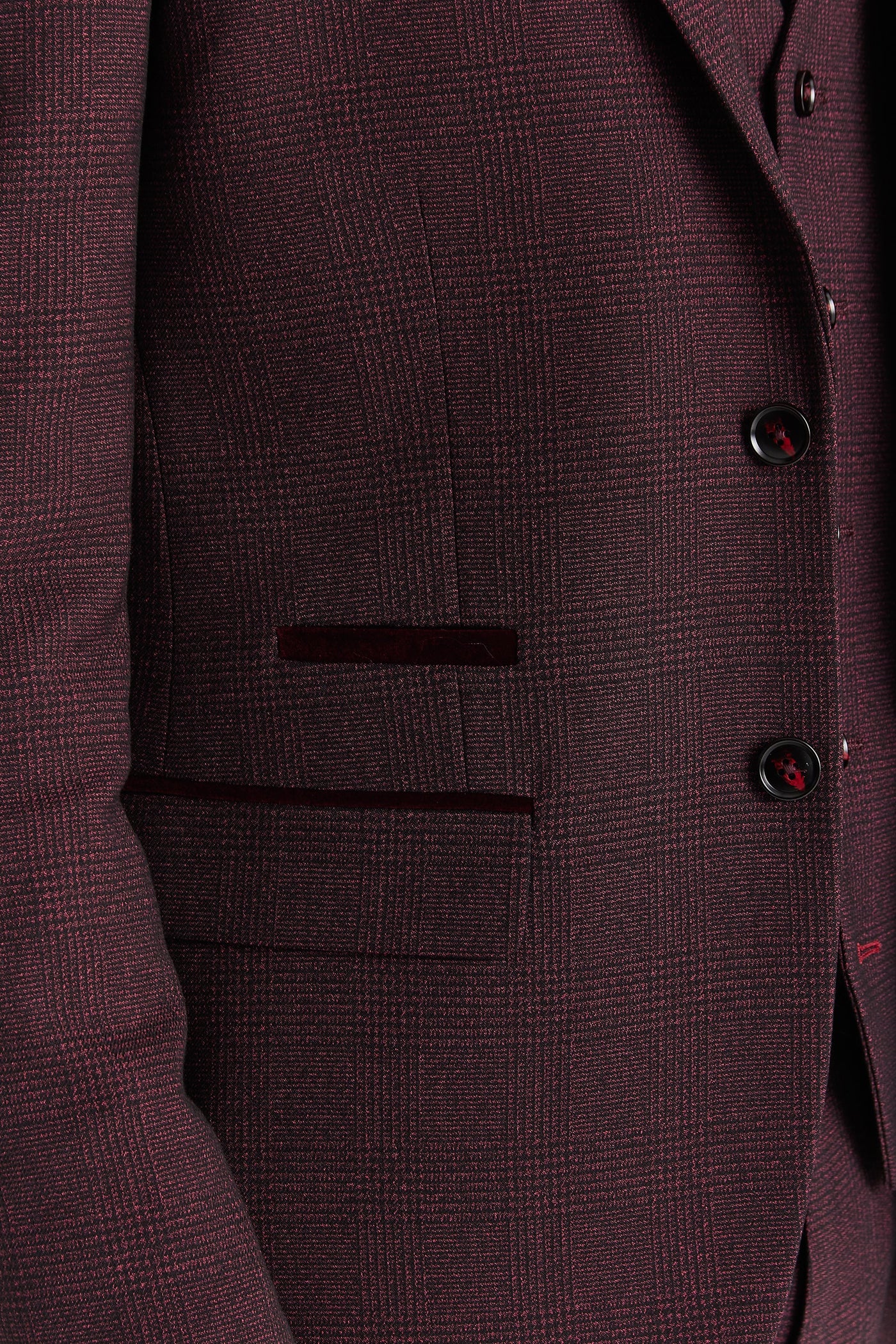 Regent Men's Wine Check Blazer | Formal Tailored Suit Jacket