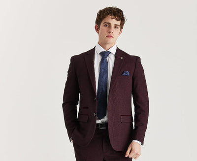 Regent Men's Wine Trousers | Formal Check Dress Pants