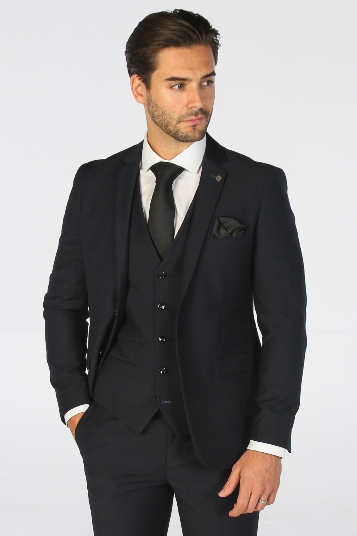Parker Men's Black Three-Piece Suit | Classic Formal Wedding Suit