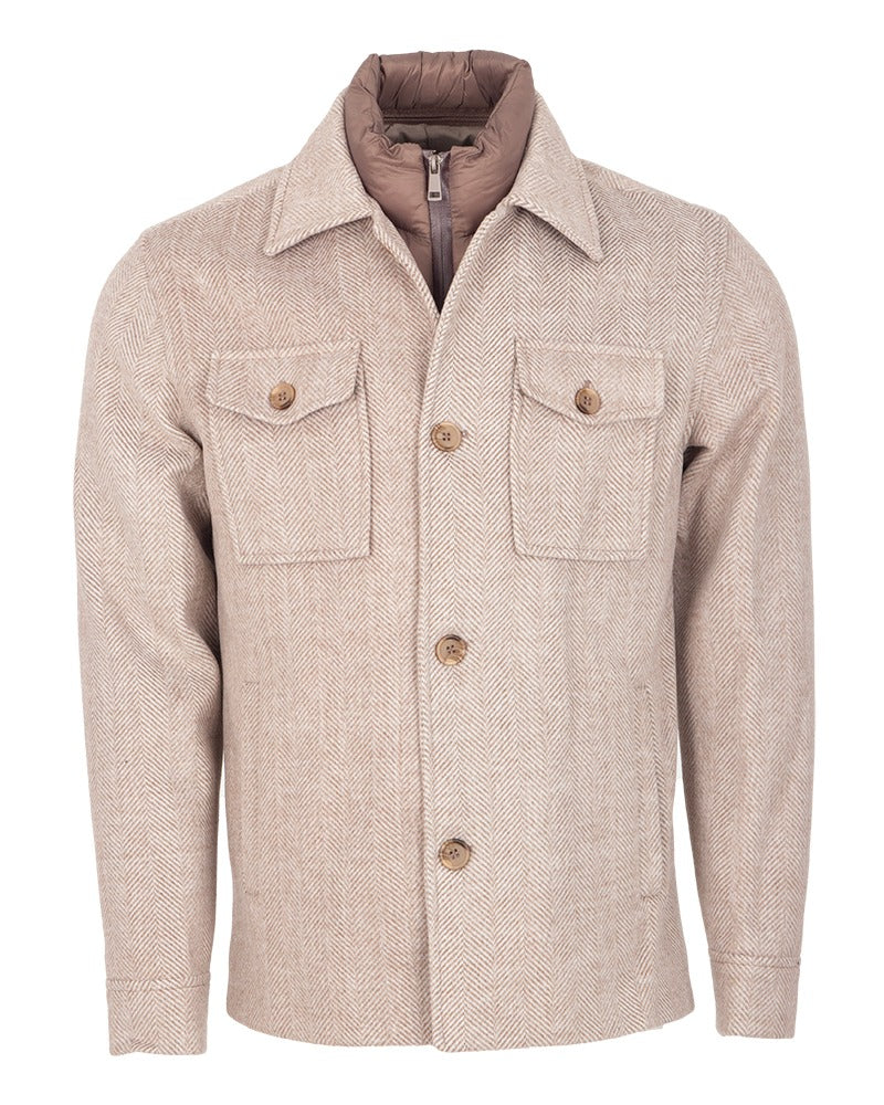 Men’s Wool-Blend Overshirt Jacket with Padded Inner – Classic Style