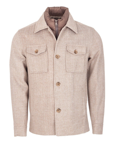 Men’s Wool-Blend Overshirt Jacket with Padded Inner – Classic Style