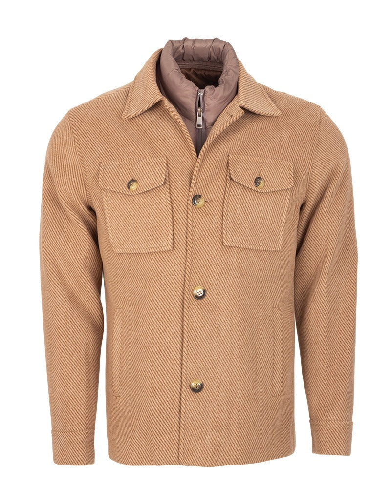 Men’s Wool-Blend Overshirt Jacket with Padded Inner – Classic Style