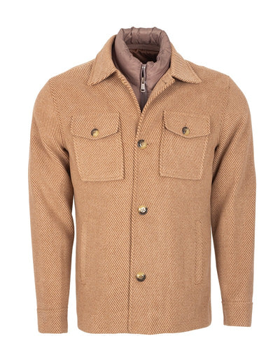 Men’s Wool-Blend Overshirt Jacket with Padded Inner – Classic Style