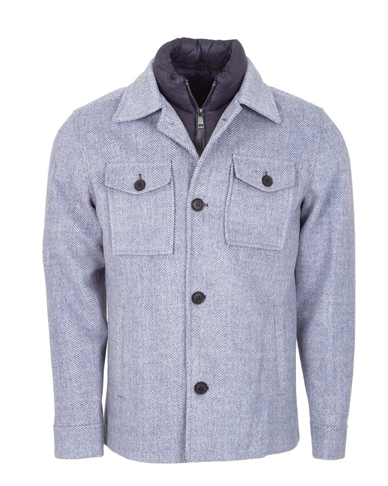 Men’s Wool-Blend Overshirt Jacket with Padded Inner – Classic Style
