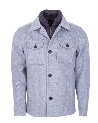 Men’s Wool-Blend Overshirt Jacket with Padded Inner – Classic Style