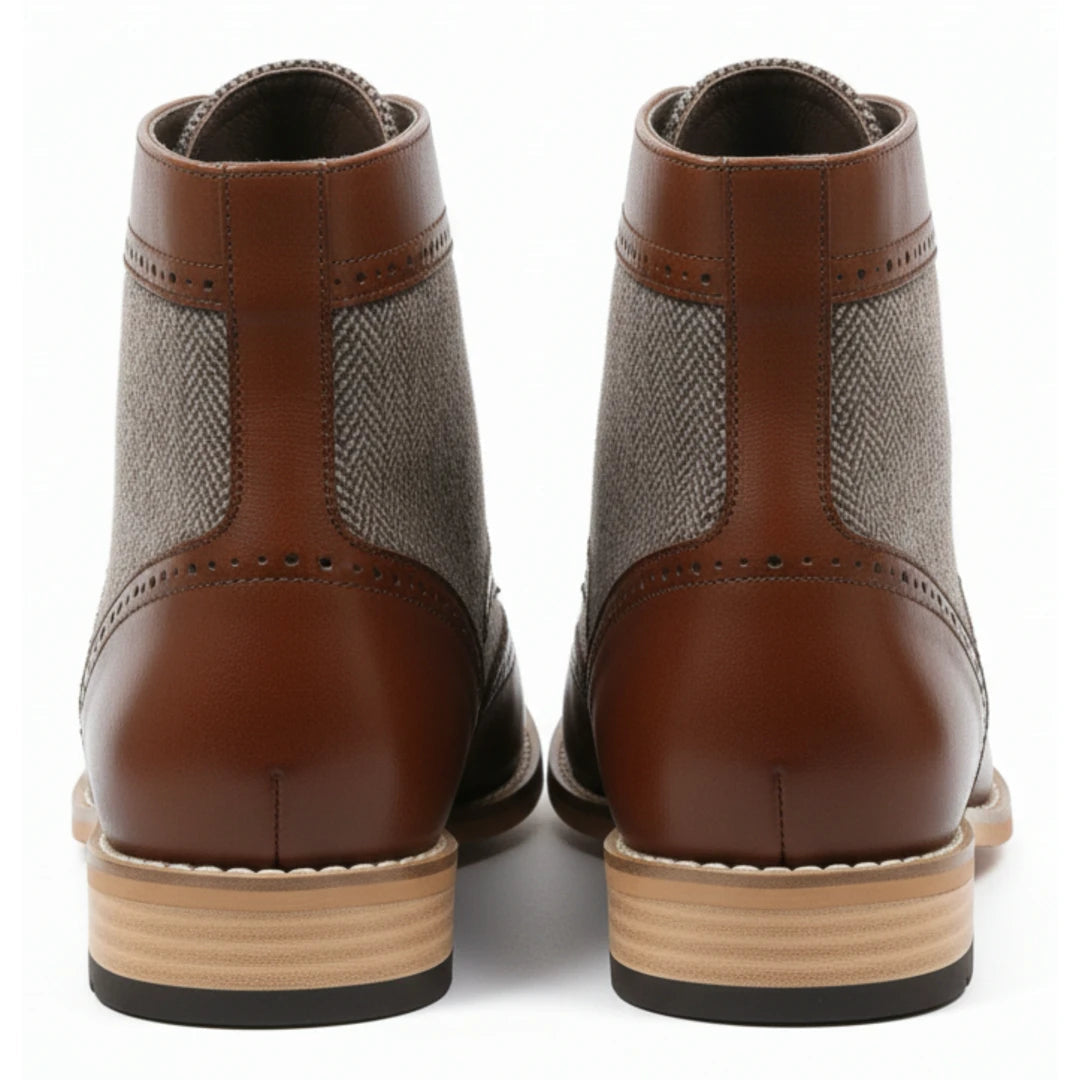 Dolcetto Men’s Wingtip Brogue Ankle Boots – Classic Leather Lace-Up